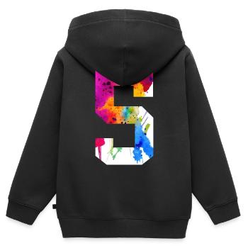 NUMMER 5 JAHRE ALT 5. GEBURTSTAG - Kinder Premium Organic Zip Hoodie - Schwarz - Hinten - AI Model Kid Male (0cm)