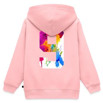 NUMMER 9 JAHRE ALT 9. GEBURTSTAG - Kinder Premium Organic Zip Hoodie - Rosa - Hinten - AI Model Kid Female (0cm)