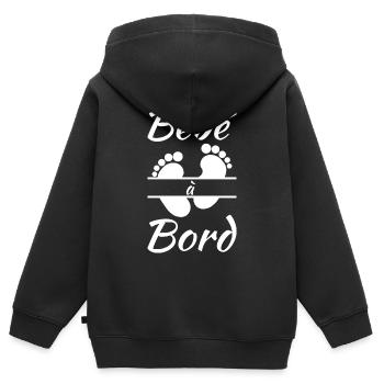 Bébé à Bord Annonce Naissance Bébé Future Maman - Sweat Premium à capuche zippé enfant bio - noir - Dos - AI Model Kid Male (0cm)