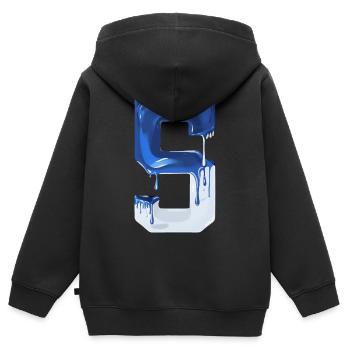 NR. 5 NUMMER 5 BLAU WEIß 5. GEBURTSTAG - Kinder Premium Organic Zip Hoodie - Schwarz - Hinten - AI Model Kid Male (0cm)