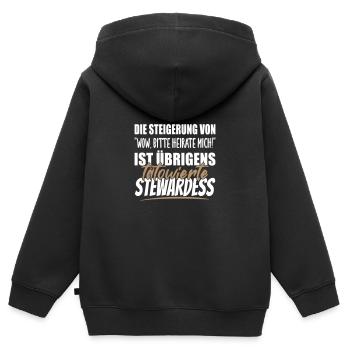 Tätowierte Stewardess ist die attraktivste - Kinder Premium Organic Zip Hoodie - Schwarz - Hinten - AI Model Kid Male (0cm)