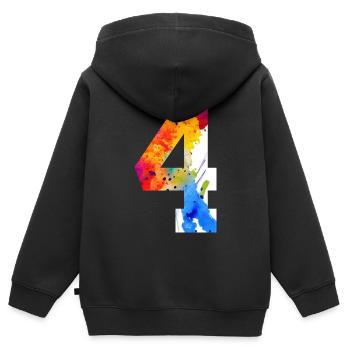 NUMMER 4 JAHRE 4. GEBURTSTAG - Kinder Premium Organic Zip Hoodie - Schwarz - Hinten - AI Model Kid Male (0cm)
