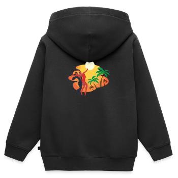 Salsa Dancing Dancing Couple Anniversaire Tropical - Sweat Premium à capuche zippé enfant bio - noir - Dos - AI Model Kid Male (0cm)