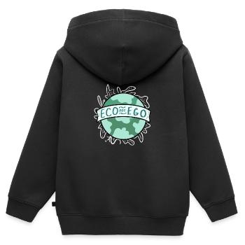 Eco Non Ego Ecofriendly et le cadeau activiste - Sweat Premium à capuche zippé enfant bio - noir - Dos - AI Model Kid Male (0cm)