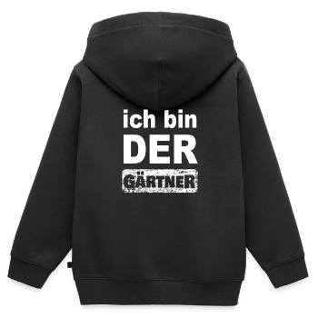 Ich bin Gärtner - Kinder Premium Organic Zip Hoodie - Schwarz - Hinten - AI Model Kid Male (0cm)
