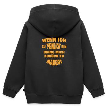 Zu peinlich zurück an Margot - Kinder Premium Organic Zip Hoodie - Schwarz - Hinten - AI Model Kid Male (0cm)