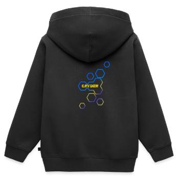 Gift for Cayden - Kids Premium Organic Zip-up Hoodie - black - Back - AI Model Kid Male (0cm)