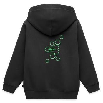 Name Denny - Kinder Premium Organic Zip Hoodie - Schwarz - Hinten - AI Model Kid Male (0cm)