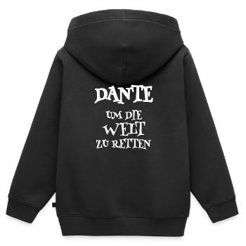Dante als Retter - Kinder Premium Organic Zip Hoodie - Schwarz - Hinten - AI Model Kid Male (0cm)