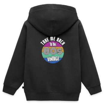 La vie dans les années quatre-vingt - Sweat Premium à capuche zippé enfant bio - noir - Dos - AI Model Kid Male (0cm)
