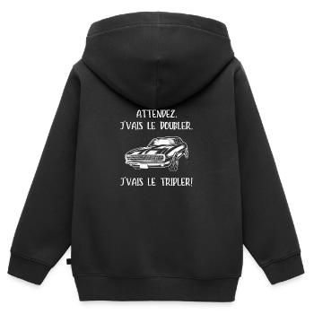 je vais le tripler - Sweat Premium à capuche zippé enfant bio - noir - Dos - AI Model Kid Male (0cm)