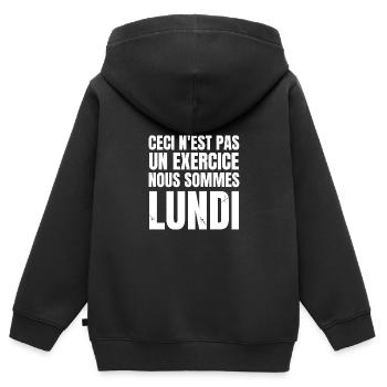 nous sommes lundi - Sweat Premium à capuche zippé enfant bio - noir - Dos - AI Model Kid Male (0cm)
