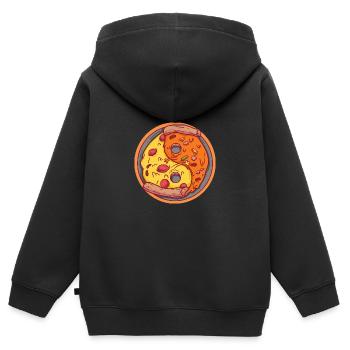 Pizza-Fusion im Gleichgewicht - Kinder Premium Organic Zip Hoodie - Schwarz - Hinten - AI Model Kid Male (0cm)