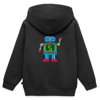 Roboter 5 Jahre 5. Geburtstag - Kinder Premium Organic Zip Hoodie - Schwarz - Hinten - AI Model Kid Male (0cm)