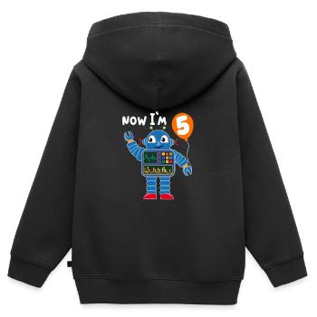Roboter 5. Geburtstag - Kinder Premium Organic Zip Hoodie - Schwarz - Hinten - AI Model Kid Male (0cm)