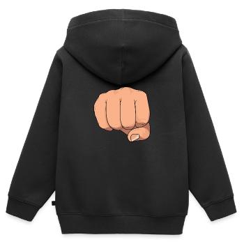 Ghetto poing, main poing, poing check - Sweat Premium à capuche zippé enfant bio - noir - Dos - AI Model Kid Male (0cm)