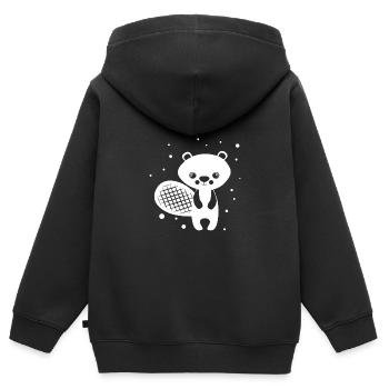 Bieber - Amoureux des animaux de zoo - Sweat Premium à capuche zippé enfant bio - noir - Dos - AI Model Kid Male (0cm)
