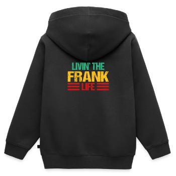 Frank - Kinder Premium Organic Zip Hoodie - Schwarz - Hinten - AI Model Kid Male (0cm)