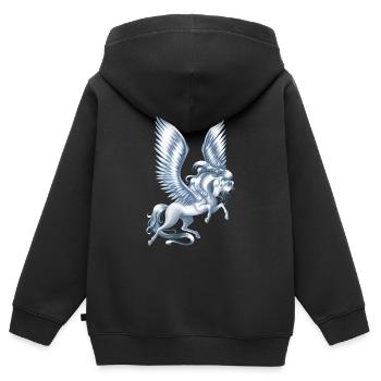 Pegasus Schwimmdock - Kinder Premium Organic Zip Hoodie - Schwarz - Hinten - AI Model Kid Male (0cm)