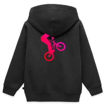 Hommes BMX Garçons Cyclisme BMX Vélo Dames - Sweat Premium à capuche zippé enfant bio - noir - Dos - AI Model Kid Male (0cm)