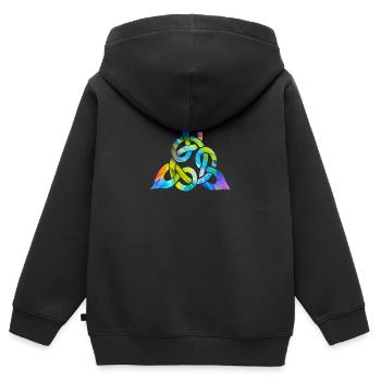 Farbenfroher keltischer Knoten - Kinder Premium Organic Zip Hoodie - Schwarz - Hinten - AI Model Kid Male (0cm)