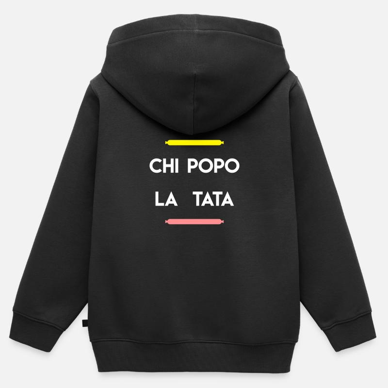 Chipolata tata - Sweat Premium à capuche zippé enfant bio - noir