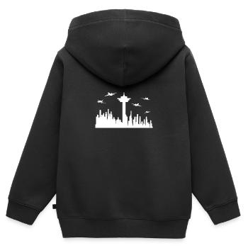 Contrôleur de la circulation aérienne Aviation Aviation Aviator - Sweat Premium à capuche zippé enfant bio - noir - Dos - AI Model Kid Male (0cm)