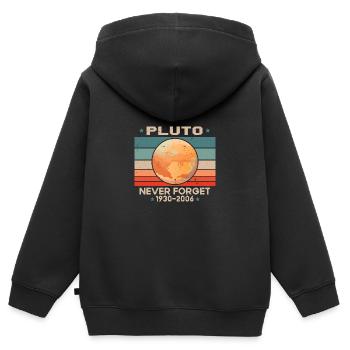 Vintage Never Forget Pluto Retro - Kinder Premium Organic Zip Hoodie - Schwarz - Hinten - AI Model Kid Male (0cm)