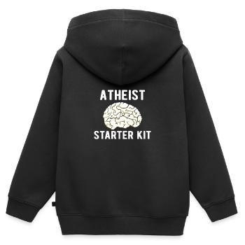 ATHEIST: Atheist Starter Kit - Kinder Premium Organic Zip Hoodie - Schwarz - Hinten - AI Model Kid Male (0cm)