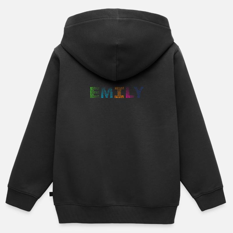 Emily Letter Name - Sweat Premium à capuche zippé enfant bio - noir
