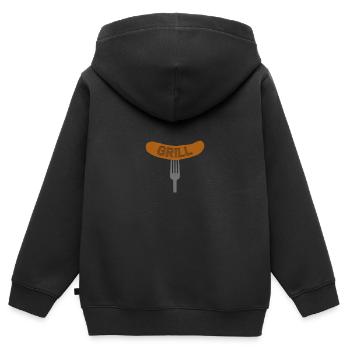 Griller des saucisses - griller des saucisses - Sweat Premium à capuche zippé enfant bio - noir - Dos - AI Model Kid Male (0cm)