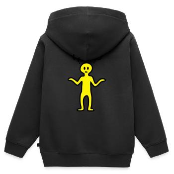 Question mark hommes - Sweat Premium à capuche zippé enfant bio - noir - Dos - AI Model Kid Male (0cm)