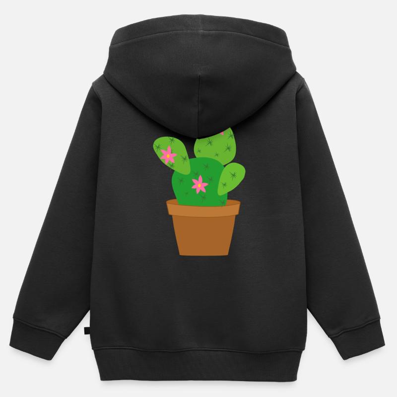 cactus - Sweat Premium à capuche zippé enfant bio - noir