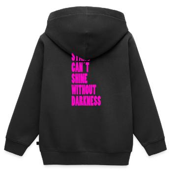 STARS CAN´T SHINE WITHOUT DARKNESS - NEONPINK - Kinder Premium Organic Zip Hoodie - Schwarz - Hinten - AI Model Kid Male (0cm)