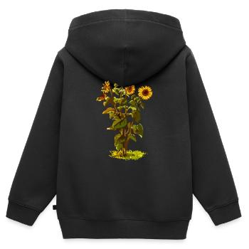 Sonnenblume - Kinder Premium Organic Zip Hoodie - Schwarz - Hinten - AI Model Kid Male (0cm)