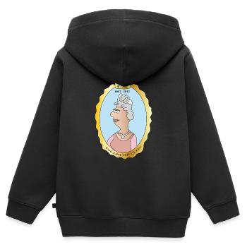 Queen Elizabeth II - Kinder Premium Organic Zip Hoodie - Schwarz - Hinten - AI Model Kid Male (0cm)