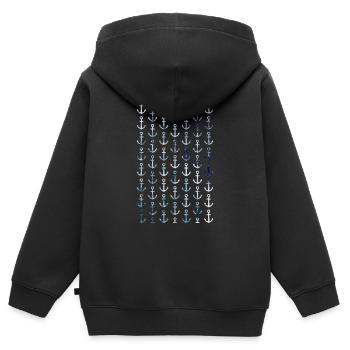Modèle d'ancre maritime dans le style vintage - Sweat Premium à capuche zippé enfant bio - noir - Dos - AI Model Kid Male (0cm)