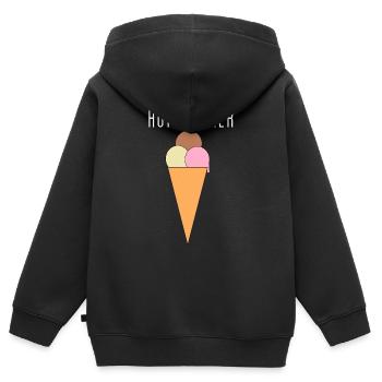 Été chaud - Sweat Premium à capuche zippé enfant bio - noir - Dos - AI Model Kid Male (0cm)