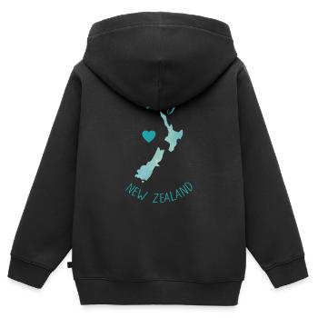Neuseeland - Kinder Premium Organic Zip Hoodie - Schwarz - Hinten - AI Model Kid Male (0cm)