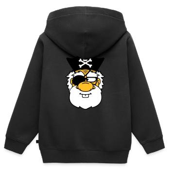 kopf gesicht pirat kapitaen matrose seeraeuber sae - Kinder Premium Organic Zip Hoodie - Schwarz - Hinten - AI Model Kid Male (0cm)