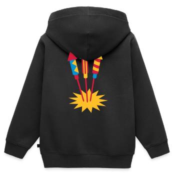 Fireworks rocket - Kids Premium Organic Zip-up Hoodie - black - Back - AI Model Kid Male (0cm)
