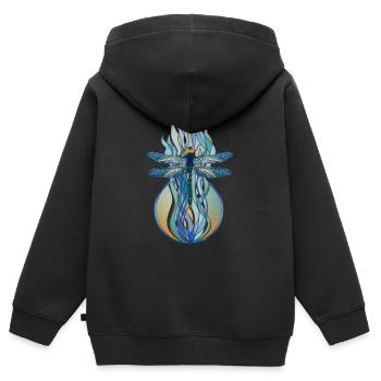 Libelle Jugendstil - Kinder Premium Organic Zip Hoodie - Schwarz - Hinten - AI Model Kid Male (0cm)