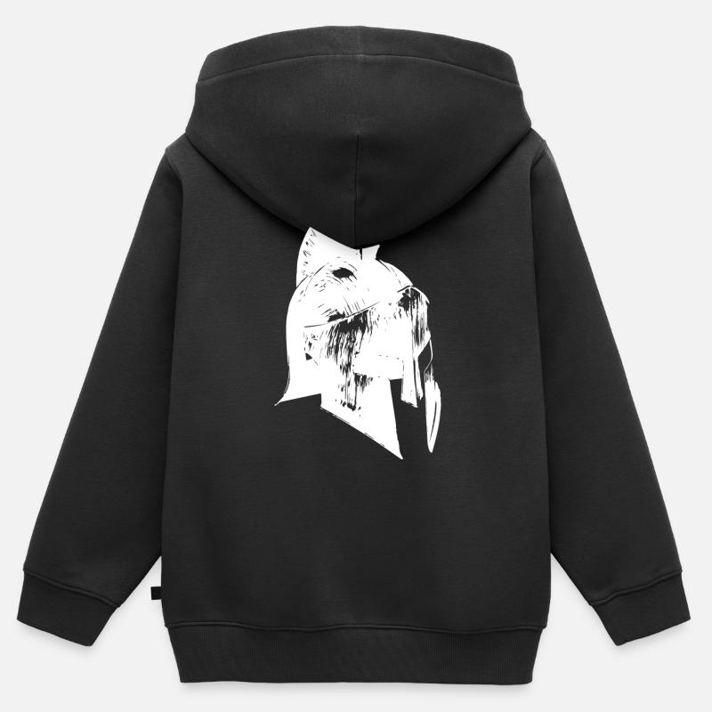 Casque romain - Sweat Premium à capuche zippé enfant bio - noir