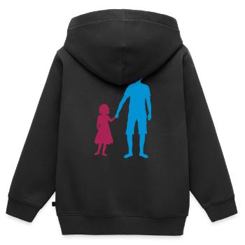 vater papa und tochter vatertag kind dad familie g - Kinder Premium Organic Zip Hoodie - Schwarz - Hinten - AI Model Kid Male (0cm)