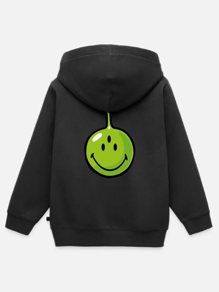 Smiley Alien - Kinder Premium Organic Zip Hoodie - Schwarz