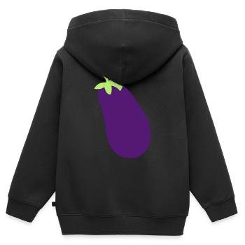aubergine gemuese kochen lecker gesund essen schue - Kinder Premium Organic Zip Hoodie - Schwarz - Hinten - AI Model Kid Male (0cm)