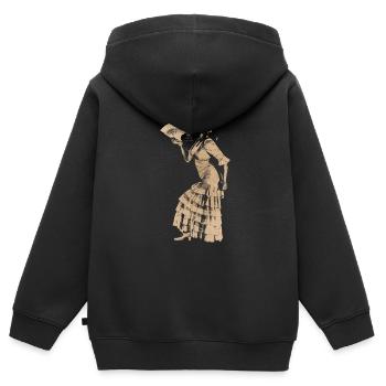 Danseuse de flamenco Sevillana - Sweat Premium à capuche zippé enfant bio - noir - Dos - AI Model Kid Male (0cm)
