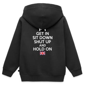 Hold On Landy - Kinder Premium Organic Zip Hoodie - Schwarz - Hinten - AI Model Kid Male (0cm)