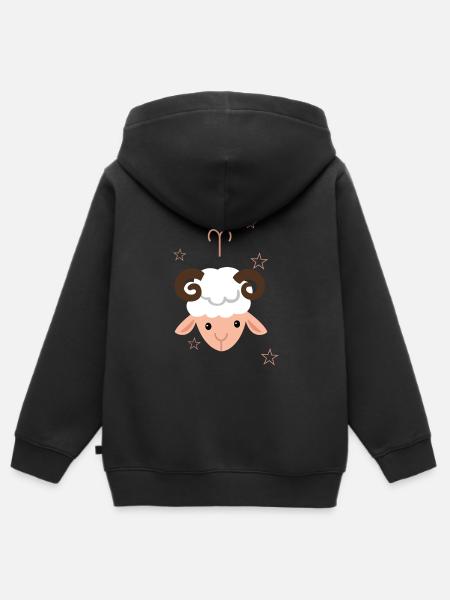Aries - Kids Premium Organic Zip-up Hoodie - black
