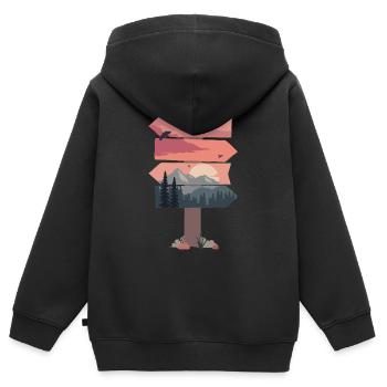 Reise - Kinder Premium Organic Zip Hoodie - Schwarz - Hinten - AI Model Kid Male (0cm)